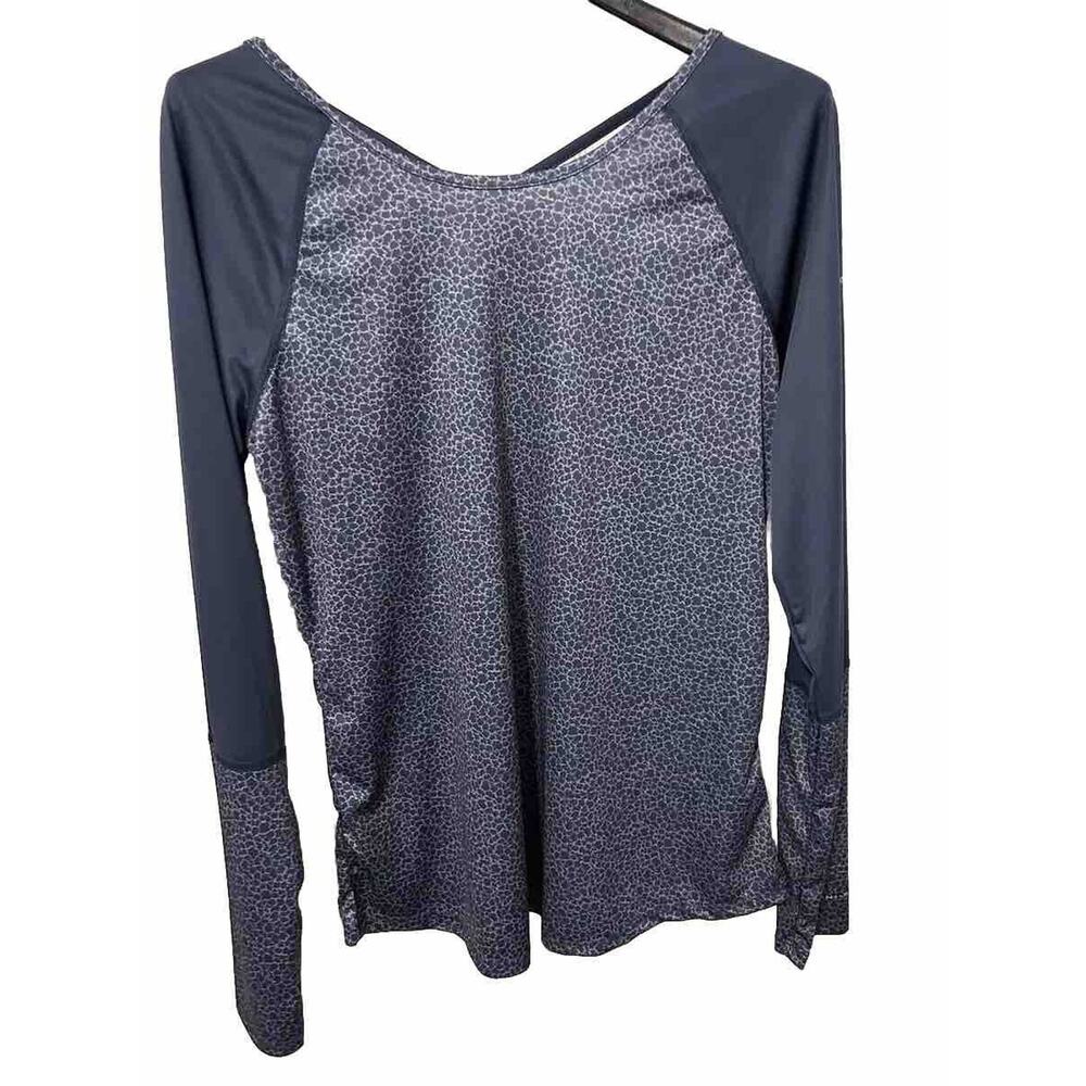 Columbia Omnishade Women’s Long Sleeve Blue Shirt Size Large Crisscross Detail